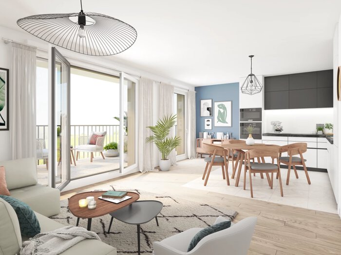 Illustration ambiance intérieur appartement neuf résidence Albatros à Saint-Malo