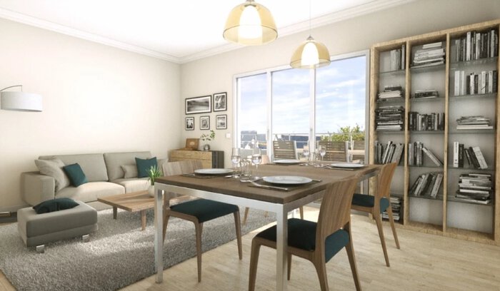 Illustration d'ambiance intérieur appartement neuf An Heol à Saint-Malo