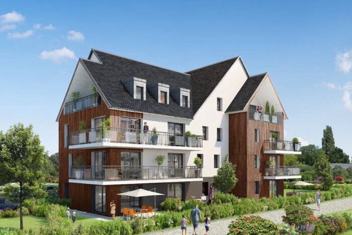 Façade sud programme neuf Casa Madera à Dinard