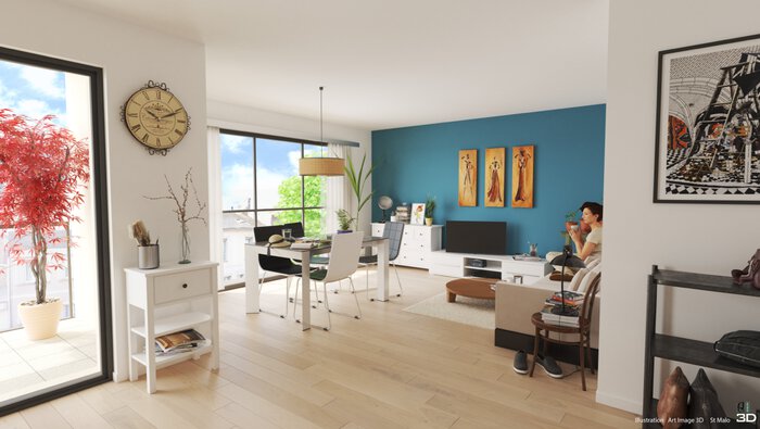 Illustration de l’ambiance intérieure d’un appartement neuf – Castel Léa