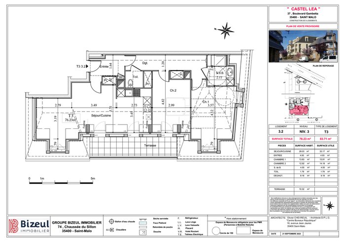 Plan de vente d’un appartement T3 – Castel Léa à Paramé