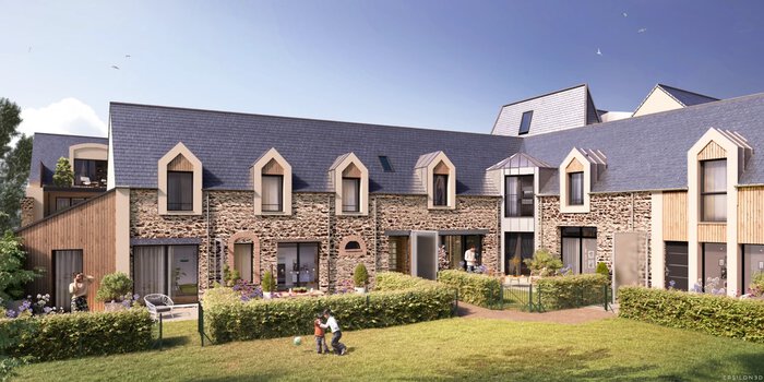 Façade pierre et toiture en ardoise bâtiment B du programme neuf Clos Valver à Saint-Malo, par Promo Ouest Immobilier