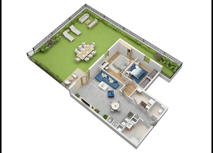 Maquette 3d appartement neuf de standing à Saint-Malo