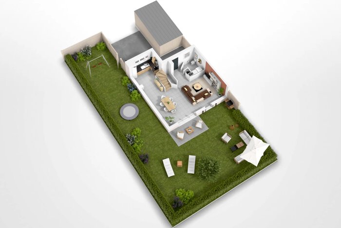 vue 3d RDC maison Ker Silva - Les Sequoias