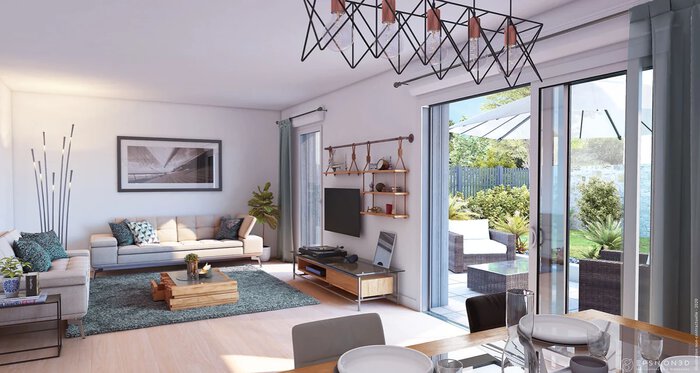 Illustration d'ambiance intérieur appartement neuf résidence La Mésangère à Saint-Malo