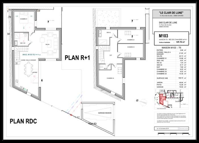Plan de vente maison neuve programme Le Clair de Lune à Dinard