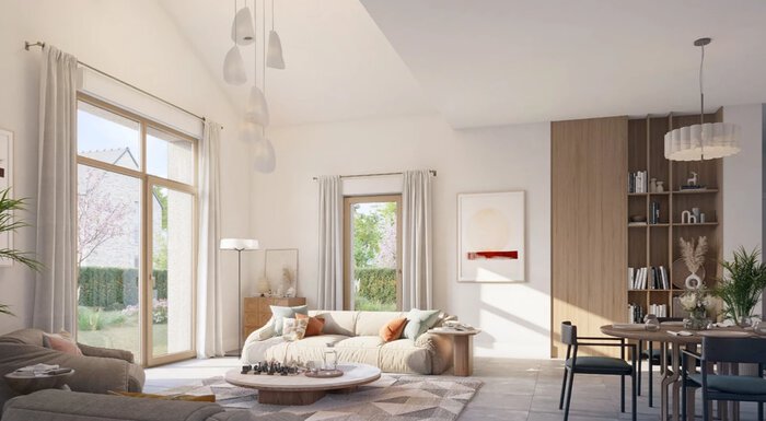 Ambiance intérieure d’une maison neuve – Le Domaine des Dames