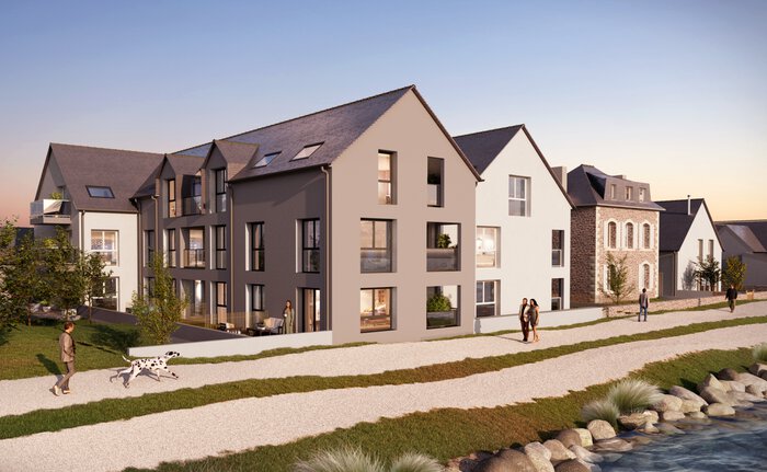 Façade avec vue mer du programme neuf Les Ebihens
