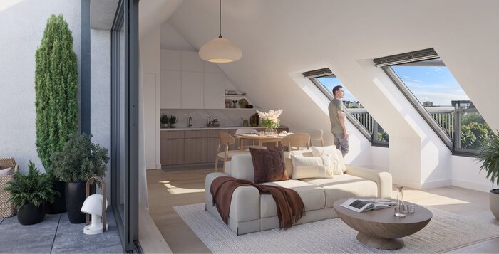 Illustration de l’ambiance intérieure d’un appartement neuf des Hauts de Rochebelle