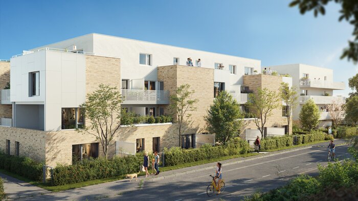 Façade sur rue programme neuf Les Marines du Prieuré