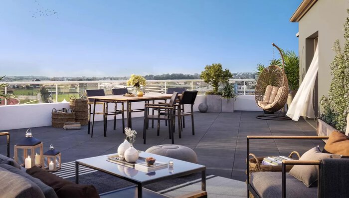 Terrasse attique dernier étage programme Port Vauban