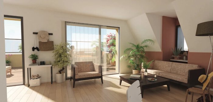 Illustration d’ambiance intérieur appartement programme Résidence Madame