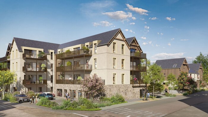 Façade sur rue programme neuf Rive Émeraude à La Richardais