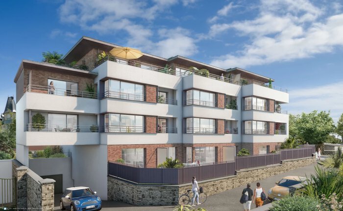Façade programme neuf vue mer Villa Amabilis à Paramé sur le Sillon, Saint-Malo